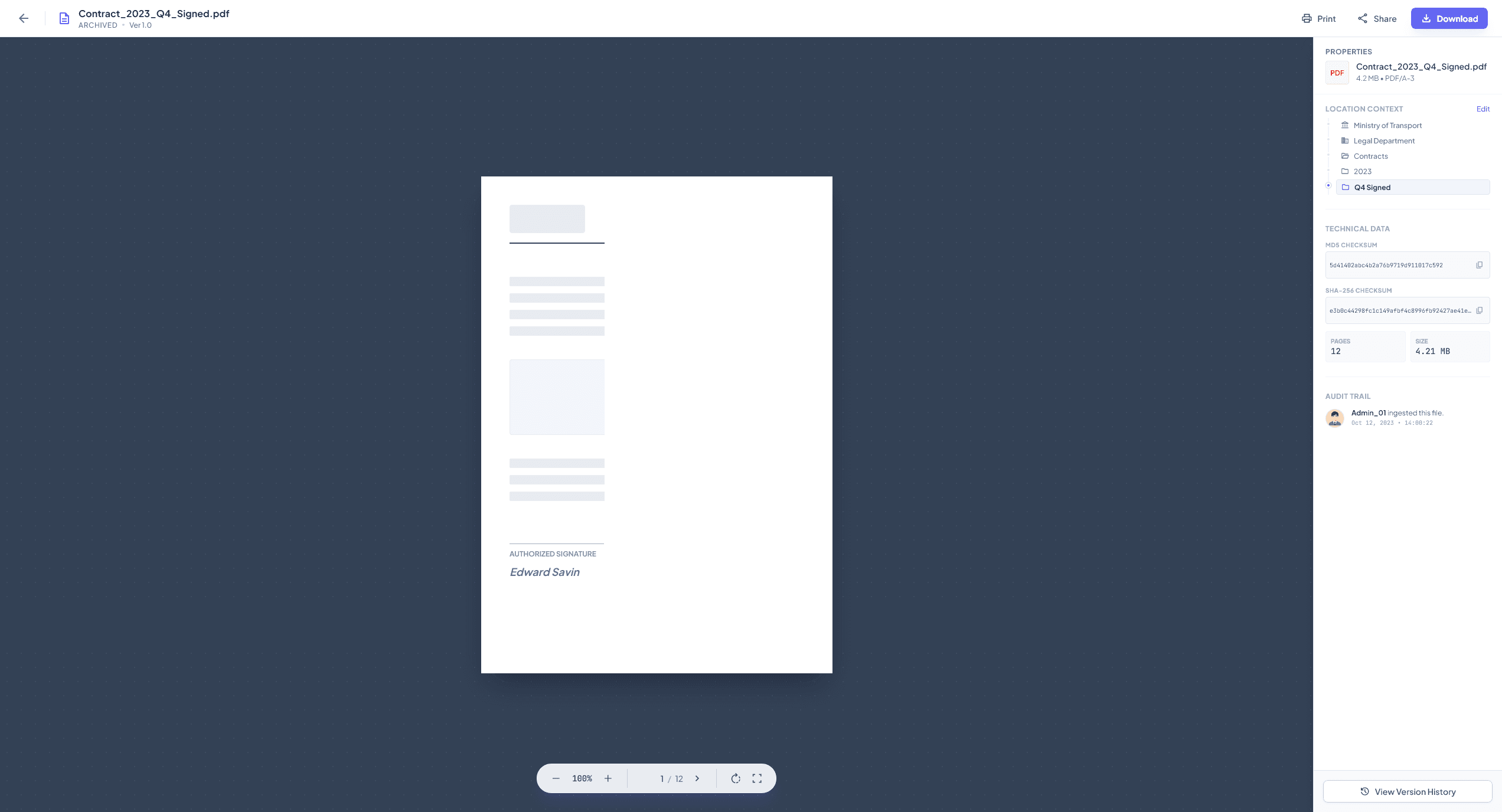 Document Viewer Interface